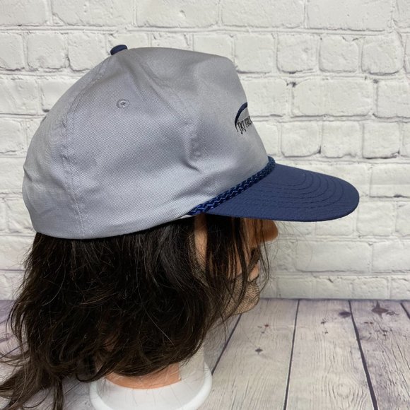 Vintage Hat Cap Snapback Gray Navy Blue Bill JKJ Trucking Rope Embroidered Logo - Picture 4 of 10
